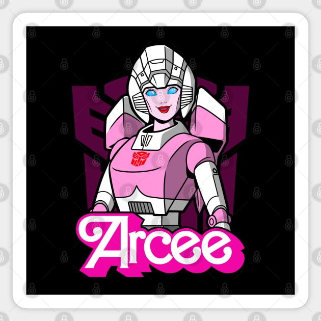 Cool Female Robot Alien Warrior Doll Feminist Logo Parody Sticker by BoggsNicolas